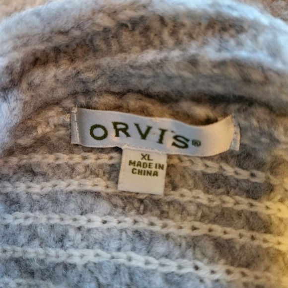 Orvis XL Light Grey Wool-blend cowlneck sweater - Picture 5 of 6